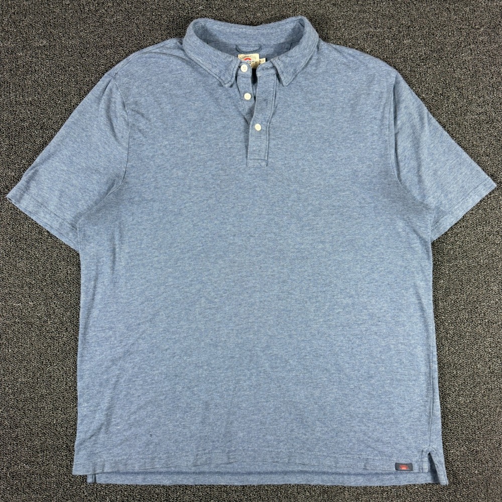 Faherty Brand Mens XL Polo Shirt Blue Heather Pima Cotton Modal Stretch